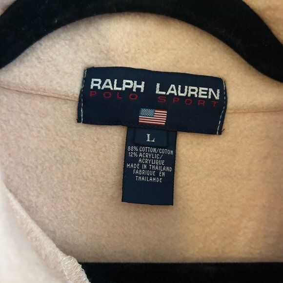 VINTAGE Y2K Ralph Lauren Sport Quarter Zip Spell Out USA Pullover w/Ribbon Pull - Picture 6 of 7